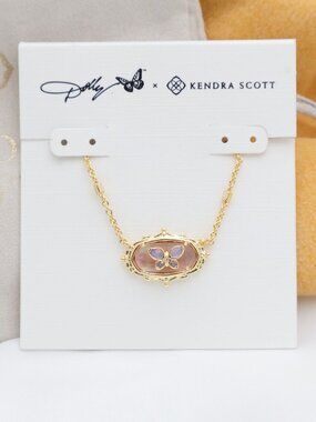 Kendra Scott Elisa Butterfly Collection. Gold Light Pink Abalone Necklace